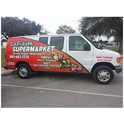 Van wrap designed and installed by Custom Graphics and Signs